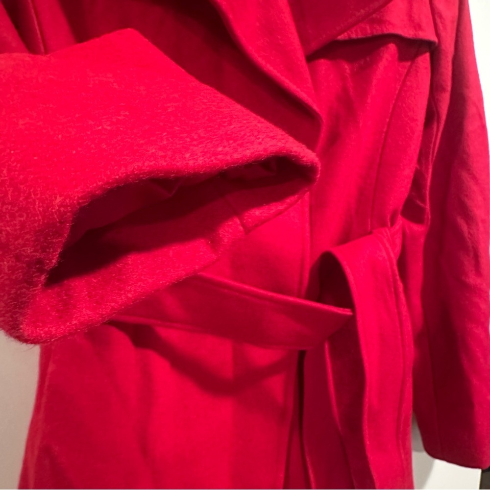 Via Spiga Wool Double Breasted Skirted Trench Coat in Bold Red Pleated Size 12 - Picture 7 of 16